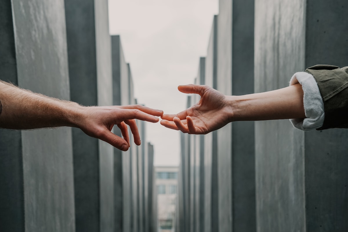 Caring hands held together